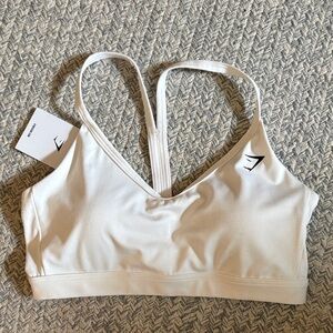 Gymshark White Sports Bra - V Neck